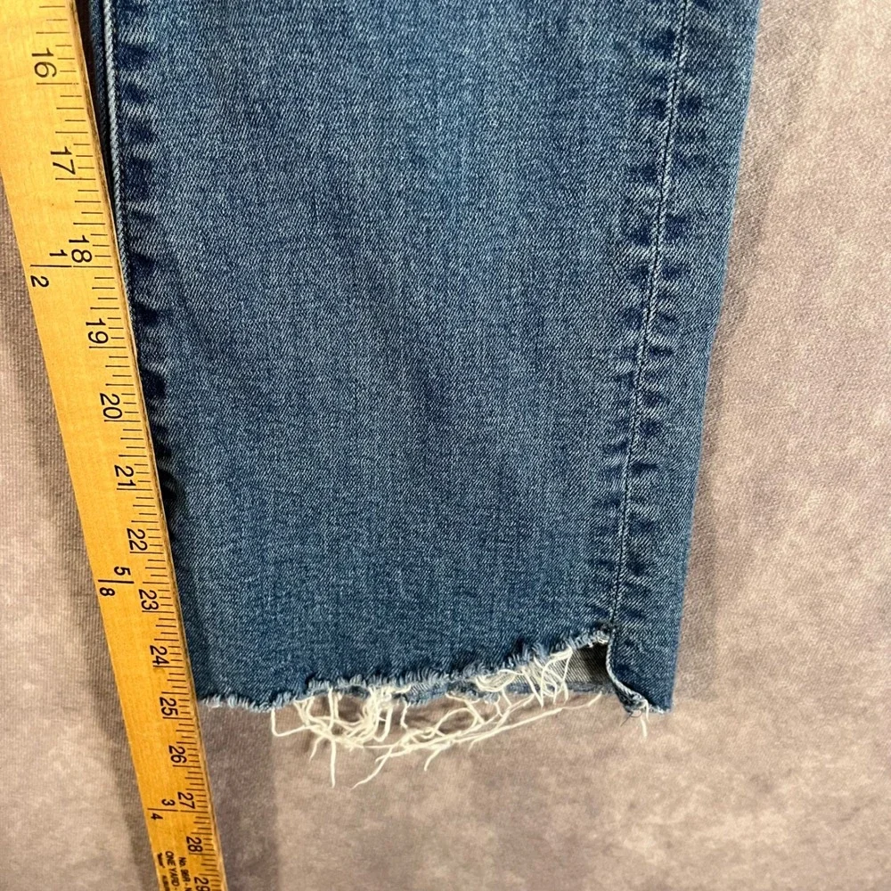 Pistola High Rise Straight Leg Jeans Womens 27 Medium Wash Blue Raw Hem Distress
